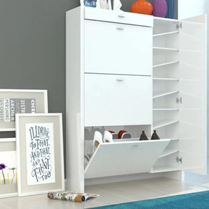 <span class=keywords><strong>Meuble</strong></span> de rangement <span class=keywords><strong>à</strong></span> <span class=keywords><strong>chaussures</strong></span> en bois <span class=keywords><strong>blanc</strong></span>, <span class=keywords><strong>design</strong></span> moderne, modulaire, étanche, gain de place, avec tiroir, pour la maison et l'hôtel - Product Image 2