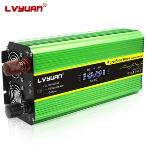 Lvyuan 4000W 12V 24V 48V dc AC 220V 2000w 전원 인버터 순수 사인파 LCD 디스플레이