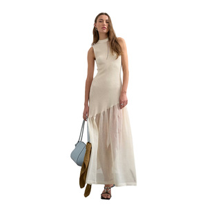 Lin Women's Stretchy <strong>Jersey</strong> High-Neck Short Sleeve <strong>Midi</strong> Length <strong>Dress</strong> - Product Image 5