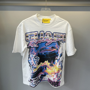 T-shirts pour hommes en coton à manches courtes, style streetwear d'été, avec logo personnalisé, imprimé lettres gothiques GUAPI, vente en gros - Product Image 1