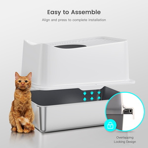 RVS rechthoekige kattenbak, hygiënische geurcontrole, milieuvriendelijk, 90L grote capaciteit, bovenin te betreden, gesloten ontwerp, eenvoudig. - Product Image 6