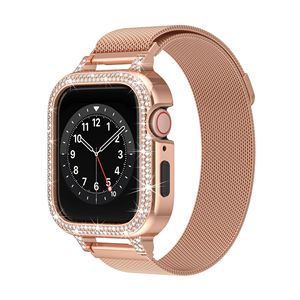 [2 в 1] чехол с Миланской петлей для ремешка для Apple Watch 41 мм 40 мм 44 мм со стразами защитный чехол Магнитный Браслет - Product Image 6