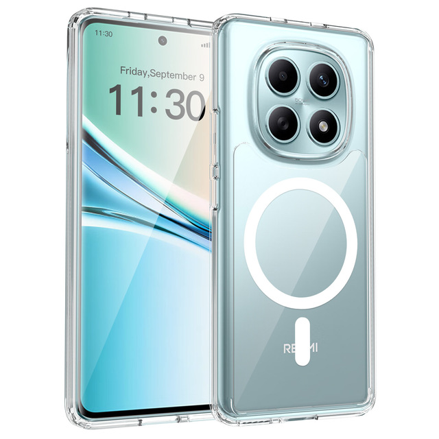 Hot Simple Transparent Magnetic Mobile Phone Case for Xiaomi 17 Promax TPU+PC Anti-fall Case for Redmi Note 14 Pro