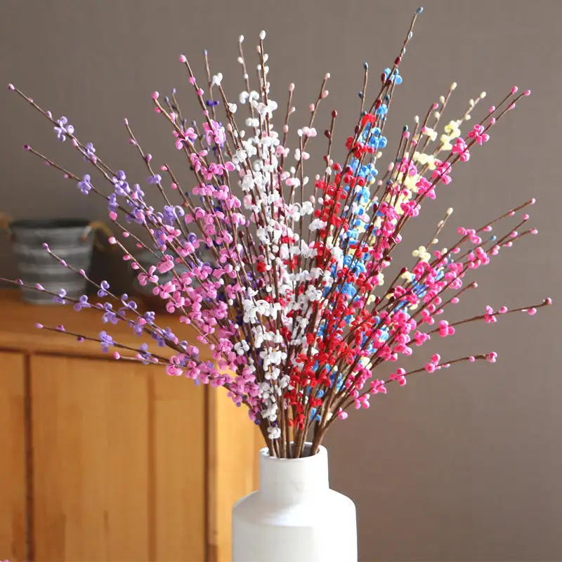 Artificial plum blossom 70cm branches flowers stems silk faux wintersweet for living room decoration home wall decoration