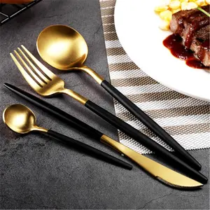 Rose Gold Bộ Đồ Ăn Thép Không Gỉ Dao Kéo Set Tây Thực Phẩm Bộ Đồ Ăn Luxury Fork Muỗng Cà Phê Dao Kéo Set