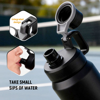 Nouvelles bouteilles d'eau de sport d'extérieur en acier inoxydable 304 à double paroi isolées sous vide avec anneau de suspension renforcé