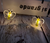 Guirlande lumineuse LED rechargeable en plastique 4M motif abeille unique, blanc chaud, pour intérieur/extérieur, jardin, mariage, Noël, maison
