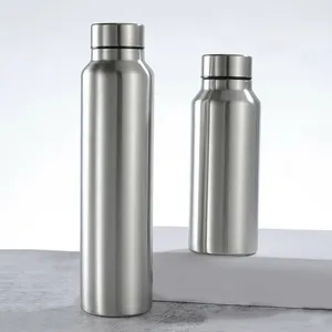 Botella de agua deportiva de acero inoxidable de 650ml/1000ml, una sola capa resistente de taza de agua, matraz de Metal, utensilios para acampar, Gimnasio Deportivo