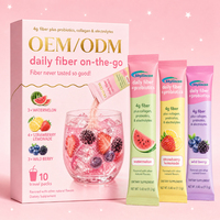 Poudre de fibres quotidiennes OEM en stick, prébiotiques, fibres, probiotiques, collagène, électrolytes, mélange pour boisson, 3 saveurs de fruits mélangés, soutien intestinal et cutané