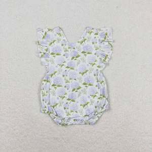 Vendita all'Ingrosso di Completi Estivi per Bambine, Abiti con Fiori Blu, Set di Vestiti Coordinati per Sorelle - Product Image 4