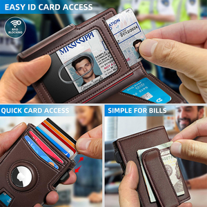 Portefeuille homme en cuir PU avec blocage RFID, <span class=keywords><strong>porte</strong></span>-cartes <span class=keywords><strong>pop</strong></span>-up, fin, en aluminium, avec pince à billets métallique – Grande Vente - Product Image 4