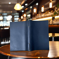 Couverture de livre de menu A4 en cuir véritable avec cordon élastique Porte-billets Porte-liste de chèques Présentateur de menu pour café Restaurant Bar
