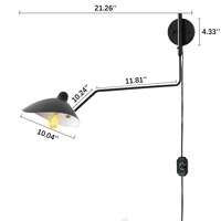 Joint pivotant en cuivre pur Serge Mouille avec commande de commutateur et interrupteur rotatif à intensité variable mur de bras oscillant LED pour salon