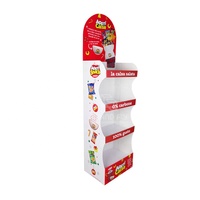Support de présentation au sol en carton ondulé personnalisé, écologique, à 4 niveaux, pour bonbons et biscuits, destiné aux magasins de vente au détail de snacks