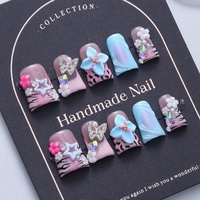 Vente chaude usine : Faux ongles en acrylique à presser, design français 3D fait main, forme bec de canard, vente en gros