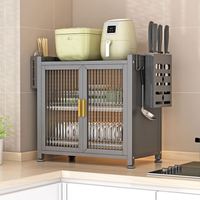 Meuble de rangement de cuisine moderne en acier inoxydable grande capacité, étagère de rangement multi-niveaux pour vaisselle, type sur pied - Prix de gros