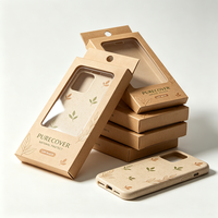 Boîte d'emballage en papier kraft rétro personnalisée en cuir de vachette avec fenêtre transparente en PVC pour coque de téléphone – Vente en gros