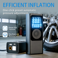 Compresseur d'air de voiture sans fil ABS avec lumière LED, rechargeable, double alimentation (USB+12V), moniteur de pression numérique pour gonflage des pneus