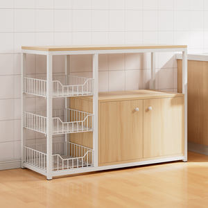 YQ 뜨거운 판매 주방 캐비닛 보관 캐비닛 사이드 보드 캐비닛 바닥 다층 선반 금속 현대 주방 섬 및 카트 - Product Image 1