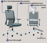 Chaise de bureau ergonomique avec dossier mi-haut en maille, pivotante, avec roulettes, pour un soutien lombaire confortable