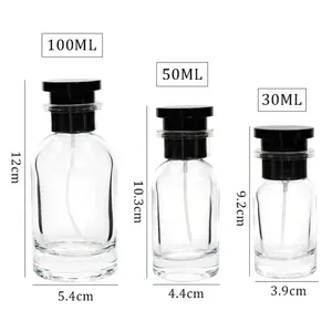 Emballage de bouteille de parfum à étiquettes personnalisées à prix spécial de 50ml 100ml flacon pulvérisateur vide en verre flacon de parfum de luxe avec boîte et couvercle