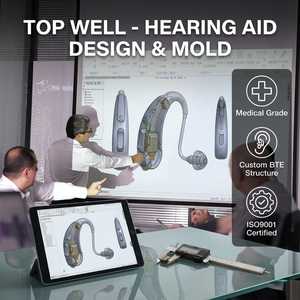 Prothèses auditives TOP WELL Design moulées par injection, sur mesure pour personnes âgées, structure BTE, coque de précision en PC/ABS, qualité médicale certifiée ISO9001 - Product Image 2
