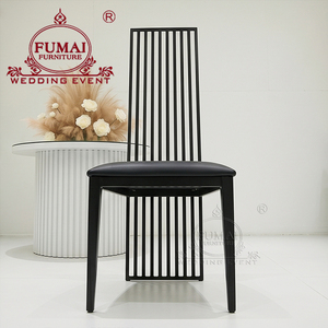 FUMAI Modern Black Slat <b>Back</b> Hotel <b>Chair</b> PU Leather Seat Tapered Legs Indoor Commercial Furniture - Product Image 3
