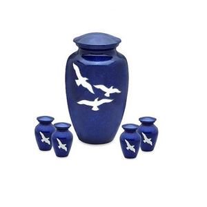 Urnas de cremación azules de diseñador 2025 de tendencia superior en urnas de cenizas conmemorativas funerarias con patrón de pájaro disponibles al precio más bajo - Product Image 2