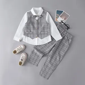 Kids Fashion Formal Suit Clothes Baby Boys Gentleman Cotton Costume Sets Children Wedding Birthday Dress Clothing Outfits