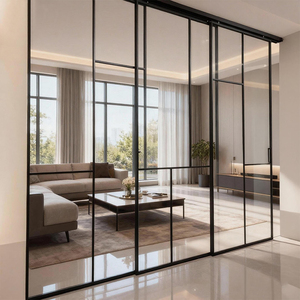 Puerta corredera de aluminio de lujo para Hotel, apartamento, Villa, oficina, puerta Interior de vidrio, cierre suave, puerta corredera telescópica de vidrio, fábrica - Product Image 2