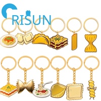 Porte-clés en émail personnalisé en gros, thème cuisine italienne, en métal, motifs mignons Ravioli, Lasagna, Pâtes, Nœud papillon, Fusilli, Spaghetti