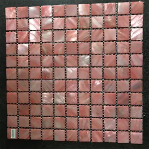 MSBC005 Natural Dyed Rose Red River Shell Freshwater mother of pearl shell Mosaic Tile for Interior Decoration, Wall