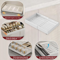 Promotion : Organisateur de placard extensible et coulissant, pliable, en acier au carbone, pour conteneurs alimentaires, tiroirs coulissants de cuisine, rangement sous évier et domestique