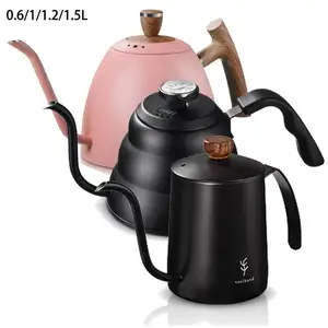 Bouilloire à café col de cygne en acier inoxydable, de 1l/1.2l, à goutte, bouilloire de thé, bouteille de café, accessoires de cuisine avec thermomètre
