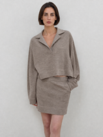 Ensemble deux pièces pour femme, décontracté et sportif, respirant, col polo, manches longues, coupe courte et ample, haut et jupe, personnalisable, printemps/automne