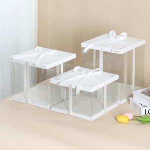 10x10 inch rõ ràng vuông cao trong suốt Bánh hộp đám cưới sinh nhật bên Hộp quà tặng - Product Image 1