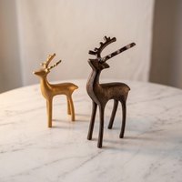 Statuette de renne classique minimaliste, personnalisée, en fer thermolaqué or/noir, écologique, pour décoration de Noël sur étagère
