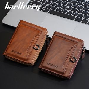 Baellerry Men's Tri-Fold <b>Wallet</b> Large Capacity Card <b>Holder</b> With Zipper Black Brown Coffee Color - Product Image 2