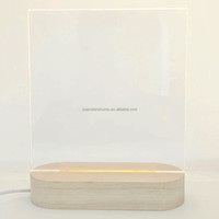 Lumière LED ovale en bois massif avec base en bois pour affichage acrylique 3D support de veilleuse avec interrupteur à câble USB