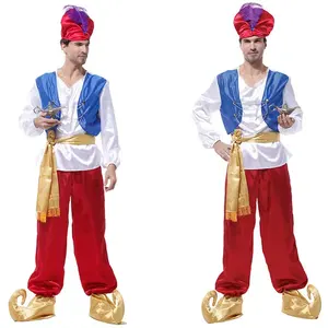 Halloween-Feest Aladdin En Zijn Lamp Cosplaykostuum Voor Volwassen Arabische Podiumkleding Voor Barfeest Arabische Prins Cosplaypak