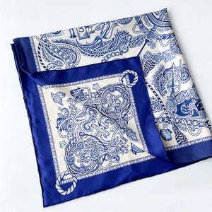 Custom Silk Scarf 100% Mulberry Silk Double Sided Hand <b>Screen</b> Printed Custom Logo Gift Box Packaging Wholesale - Product Image 1