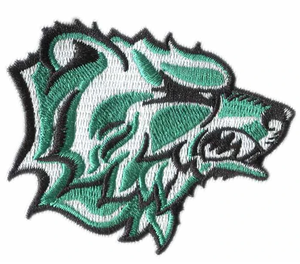 グリーンウルフヘッド刺繍パッチアイアンオンフェルト生地ビーズ-Bordado-刺繍-アメリカンアパレル用キット - Product Image 1