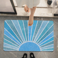 Rubber Kitchen Mat Modern Floral Printed Absorbent Floor Rug Heavy Duty Carpet for Home Entryway