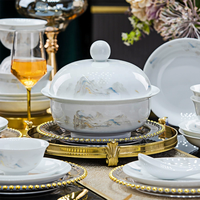 Service de vaisselle de luxe en porcelaine fine, assiettes, plats à dessert et bols à soupe en porcelaine blanche de haute qualité, 72 pièces, pour mariage ou cadeau de pendaison de crémaillère