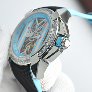Montres mécaniques pour hommes avec cadran transparent squelette, boîtier en acier inoxydable serti de moissanite, tourbillon, design accrocheur - Product Image 4