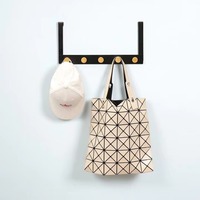Porte-manteau et porte-clés multifonctionnel industriel rustique en fer et perles de bois, sans perçage, pour porte