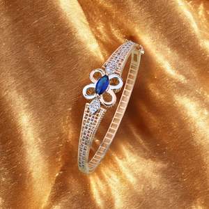 Brazalete de lujo con diamantes de oro y piedras preciosas de zafiro azul, joyería fina para mujer, elegante regalo de aniversario de boda - Product Image 1