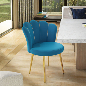 Chaise de salle à manger moderne française rembourrée à dossier haut en métal, en forme d'éventail, réglable en hauteur, portable, pour villa et maison - Product Image 3