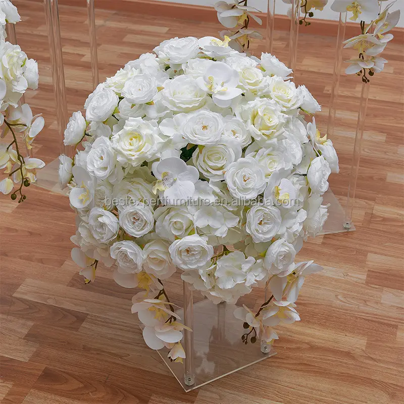 Phalaenopsis bola bunga buatan centerpiece pernikahan kain sutra tengah meja bola bunga pernikahan untuk acara perjamuan pernikahan