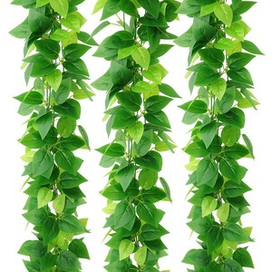 Qingxu Simulated Pothos And Grape Leaves Decorative Vines 100cm-200cm <b>Plastic</b> Silk Flowers For Wedding Home Decoration - Product Image 4